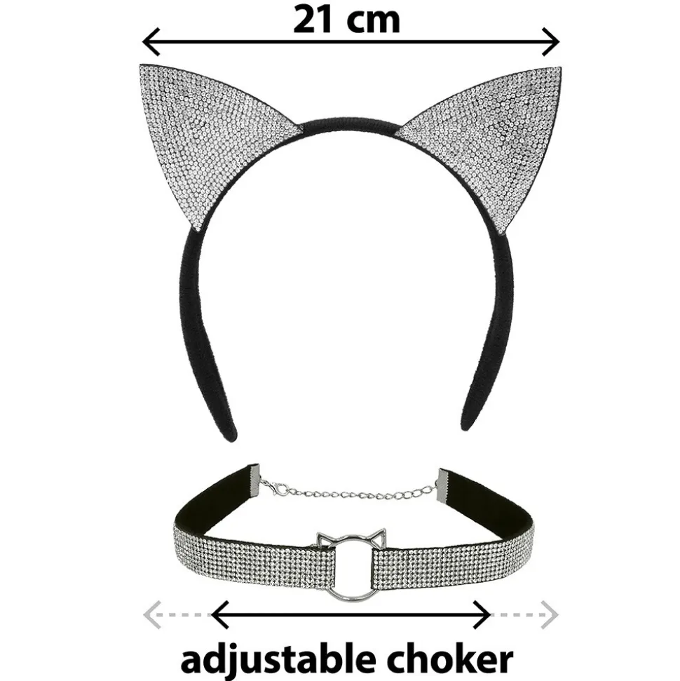 2 ACCESSOIRES CHAT SÉDUCTION SERRE-TÊTE COLLIER