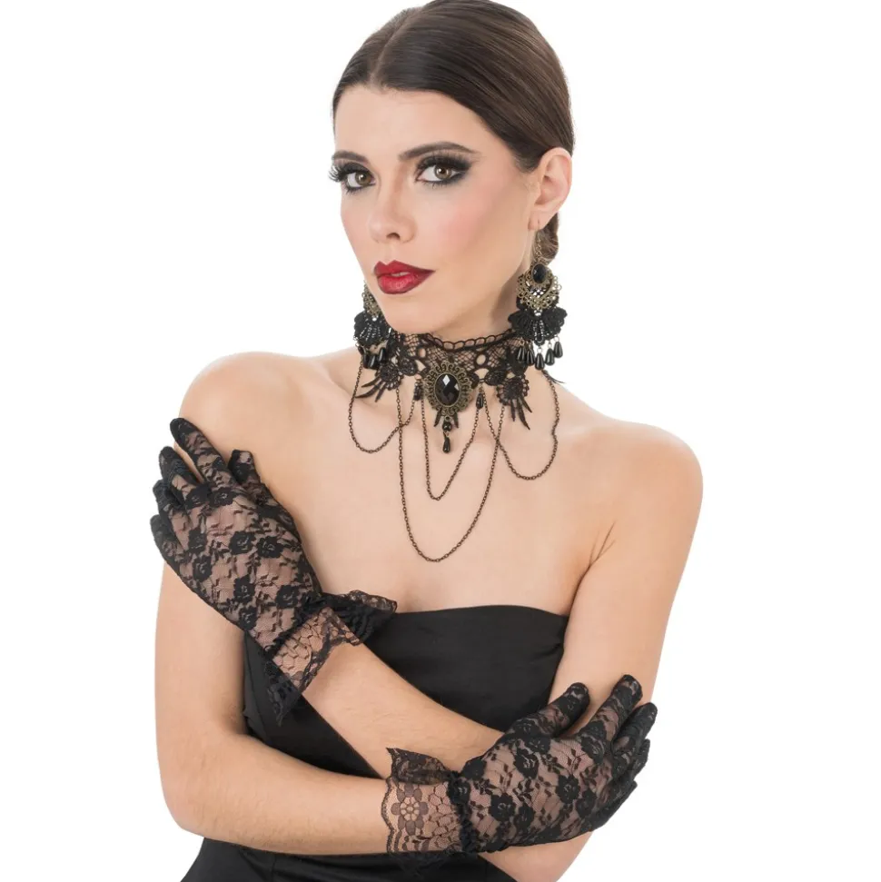 3 ACCESSOIRES DÉGUISEMENT GOTHIQUE BIJOUX GANTS