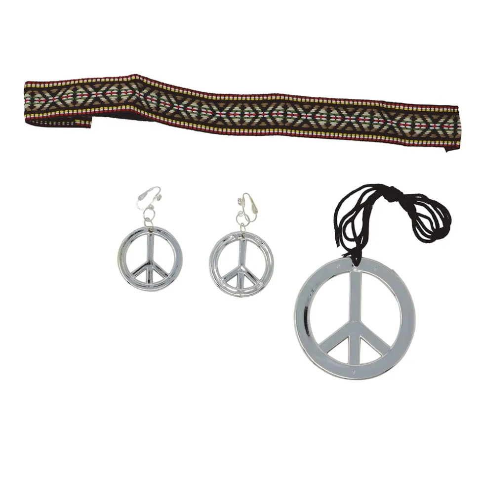 3 ACCESSOIRES DÉGUISEMENT HIPPIE PEACE LOVE ADULTE