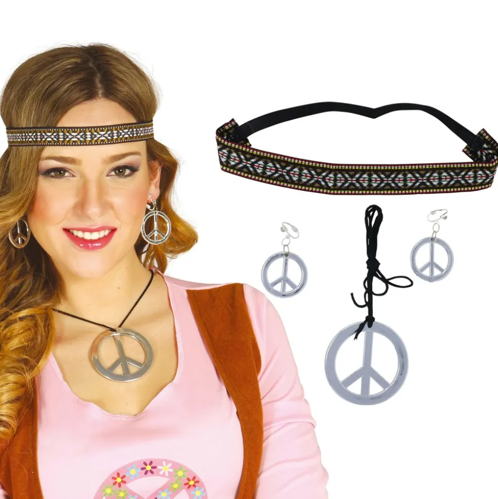 3 ACCESSOIRES DÉGUISEMENT HIPPIE PEACE LOVE ADULTE