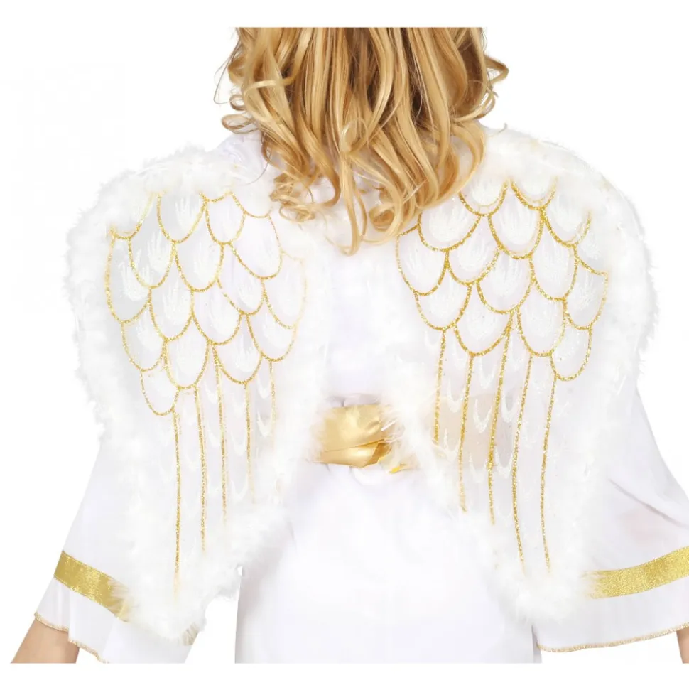 AILES ANGE POLYESTER PLUMES BLANC OR 47X40CM