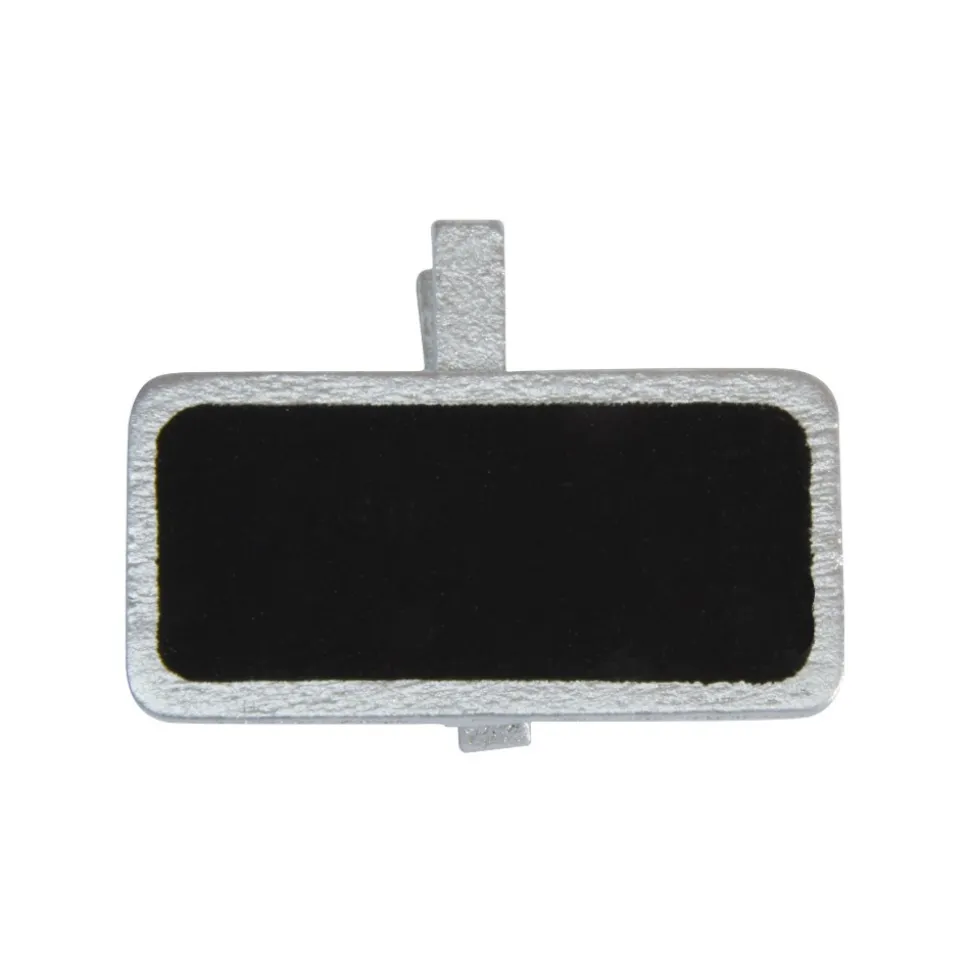 12 ARDOISES BOIS SUR PINCE 4X2CM ARGENT