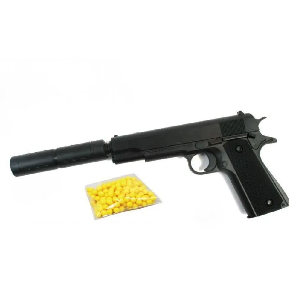 ARME PISTOLET À BILLES SILENCIEUX 18CM