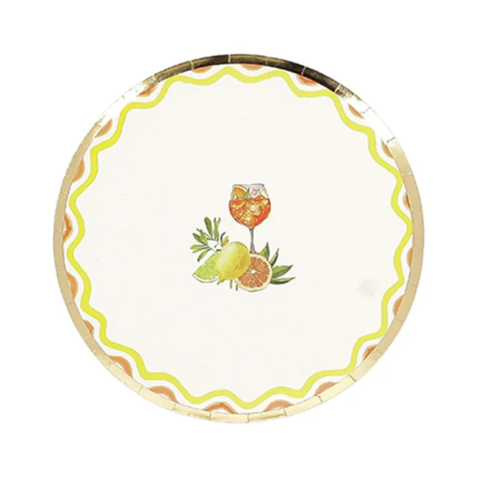 8 ASSIETTES CARTON AGRUME 23CM CRÈME