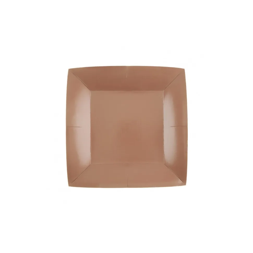 10 ASSIETTES CARTON BIO CARRÉES 18CM BRONZE