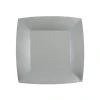10 ASSIETTES CARTON BIO CARRÉES 23CM ARGENT