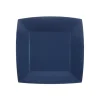 10 ASSIETTES CARTON BIO CARRÉES 23CM BLEU MARINE