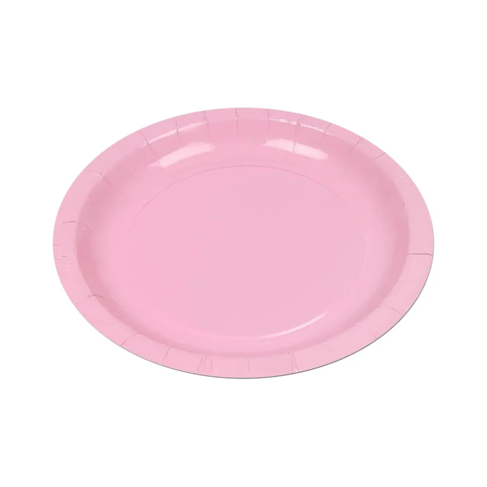 10 ASSIETTES CARTON BIO ROND 20CM ROSE
