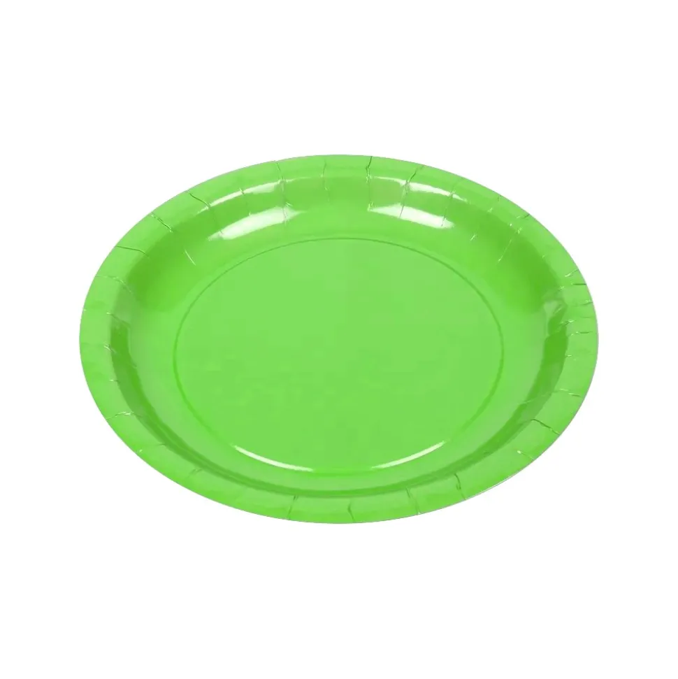 10 ASSIETTES CARTON BIO ROND 20CM VERT