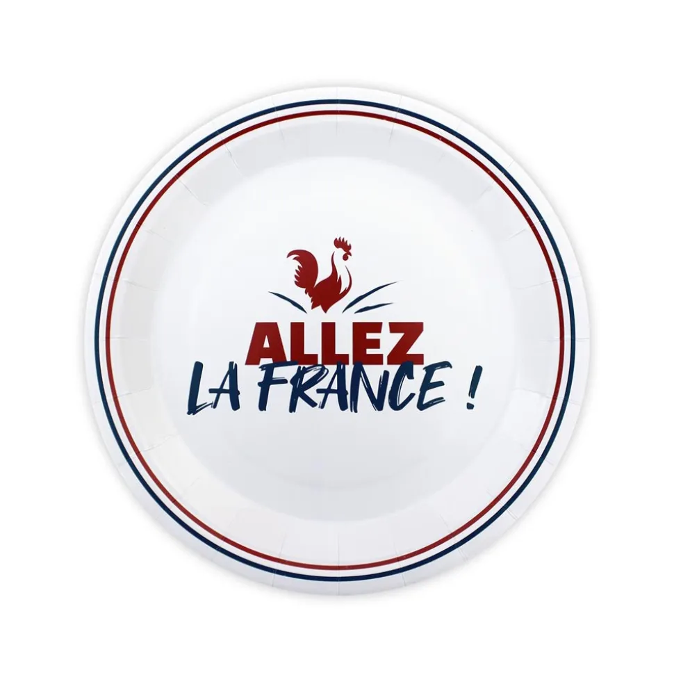 6 ASSIETTES CARTON COCORICO FRANCE SUPPORTER 23CM