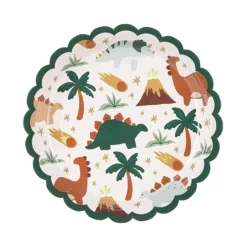 6 ASSIETTES CARTON DINOSAURE FESTON VERT 18CM