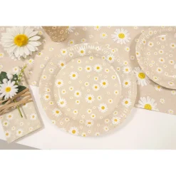 6 ASSIETTES CARTON MARGUERITE 23CM NATURE