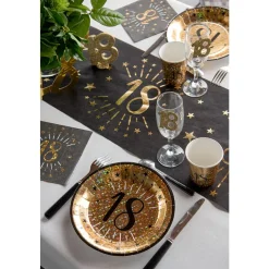 10 ASSIETTES CARTON ROND ÂGE 18 ANS 22.5CM OR
