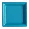12 ASSIETTES PLATES CARRÉES RÉUTILISABLES 24CM BLEU TURQUOISE