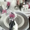 12 ASSIETTES RONDES RÉUTILISABLES 19CM ARGENT