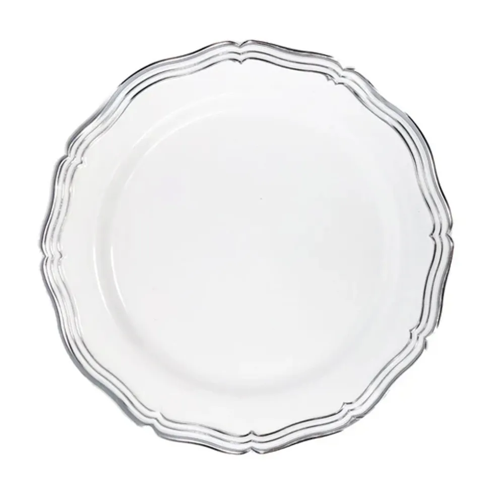 32 ASSIETTES RÉUTILISABLE ARISTOCRATE BLANC ARGENT