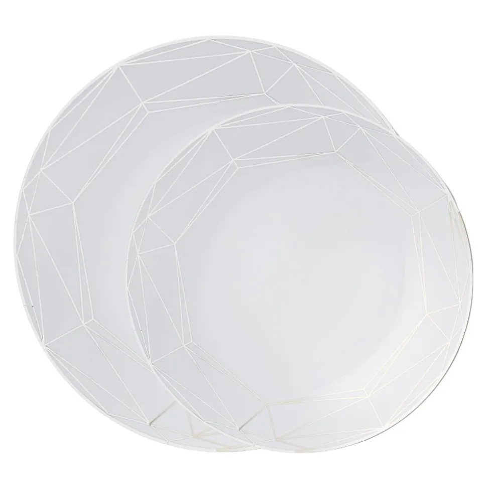 32 ASSIETTES RÉUTILISABLE METRIX BLANC ARGENT