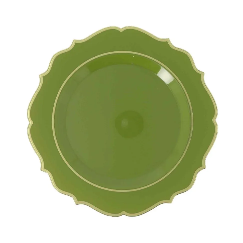 6 ASSIETTES RÉUTILISABLES ACCOLADES 26.5CM OLIVE