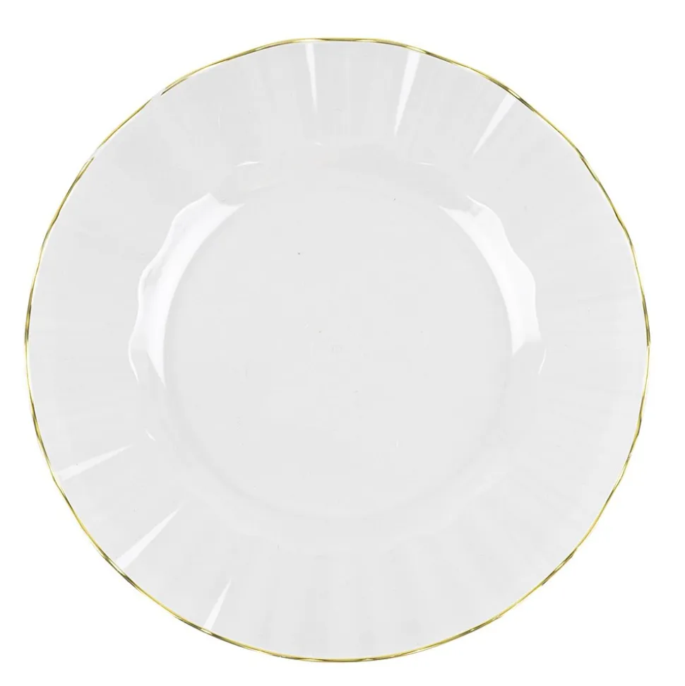 6 ASSIETTES RÉUTILISABLES BORD OR 19CM TRANSPARENT