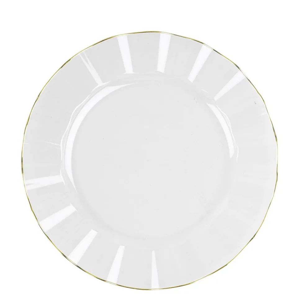 6 ASSIETTES RÉUTILISABLES BORD OR 26CM TRANSPARENT