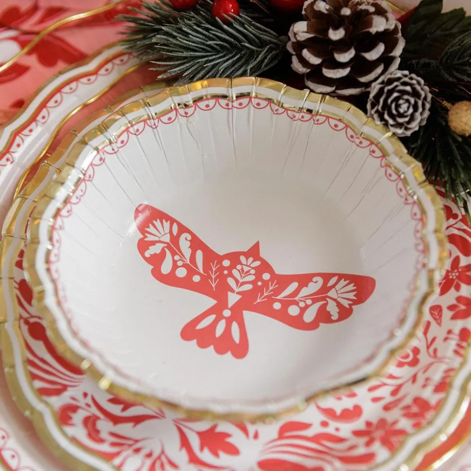6 ASSIETTES RÉUTILISABLES BORD OR 19CM ROSE