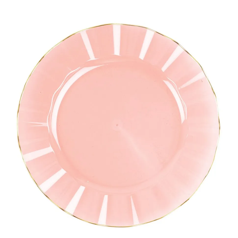 6 ASSIETTES RÉUTILISABLES BORD OR 26CM ROSE