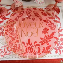 6 ASSIETTES RÉUTILISABLES BORD OR 26CM ROSE