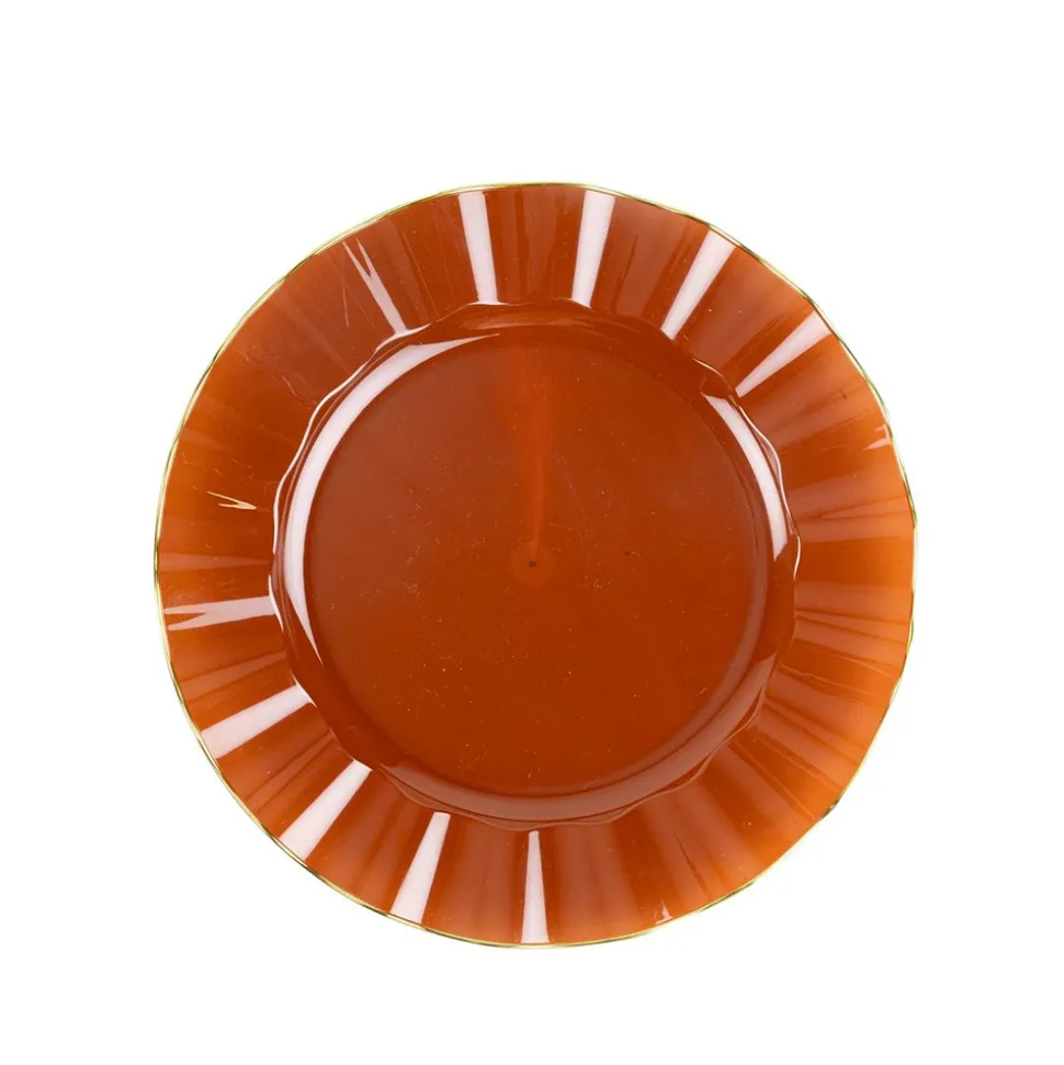 6 ASSIETTES RÉUTILISABLES BORD OR 19CM AMBRE