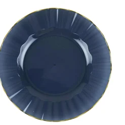 6 ASSIETTES RÉUTILISABLES BORD OR 19CM MARINE