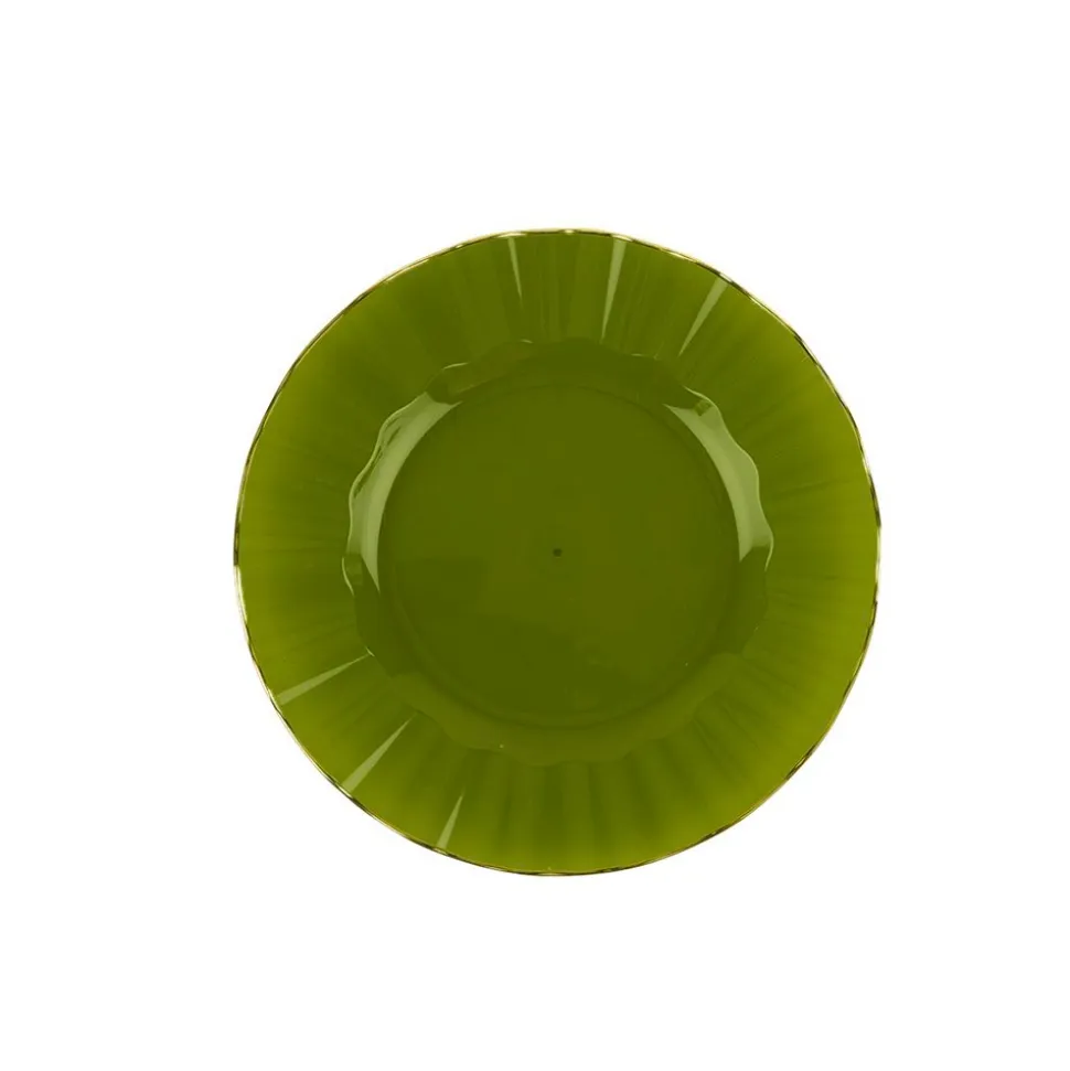 6 ASSIETTES RÉUTILISABLES BORD OR 19CM PISTACHE