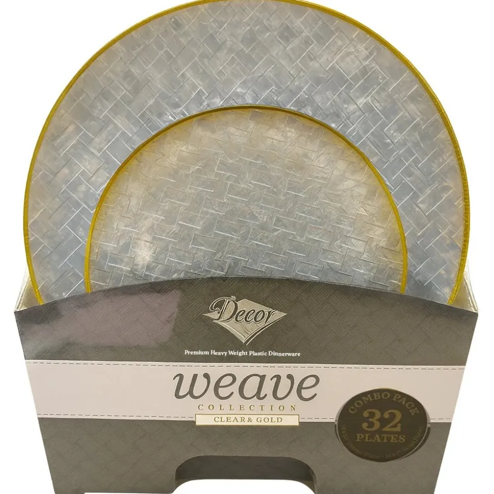32 ASSIETTES RÉUTILISABLES WEAVE TRANSPARENT
