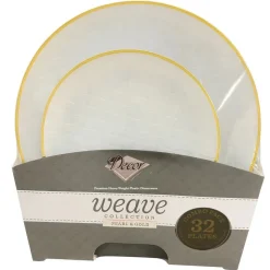 32 ASSIETTES RÉUTILISABLES WEAVE BLANC PERLÉ