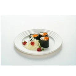 50 ASSIETTES VAGUE FIBRE DE CANNE BIO 23CM BLANC