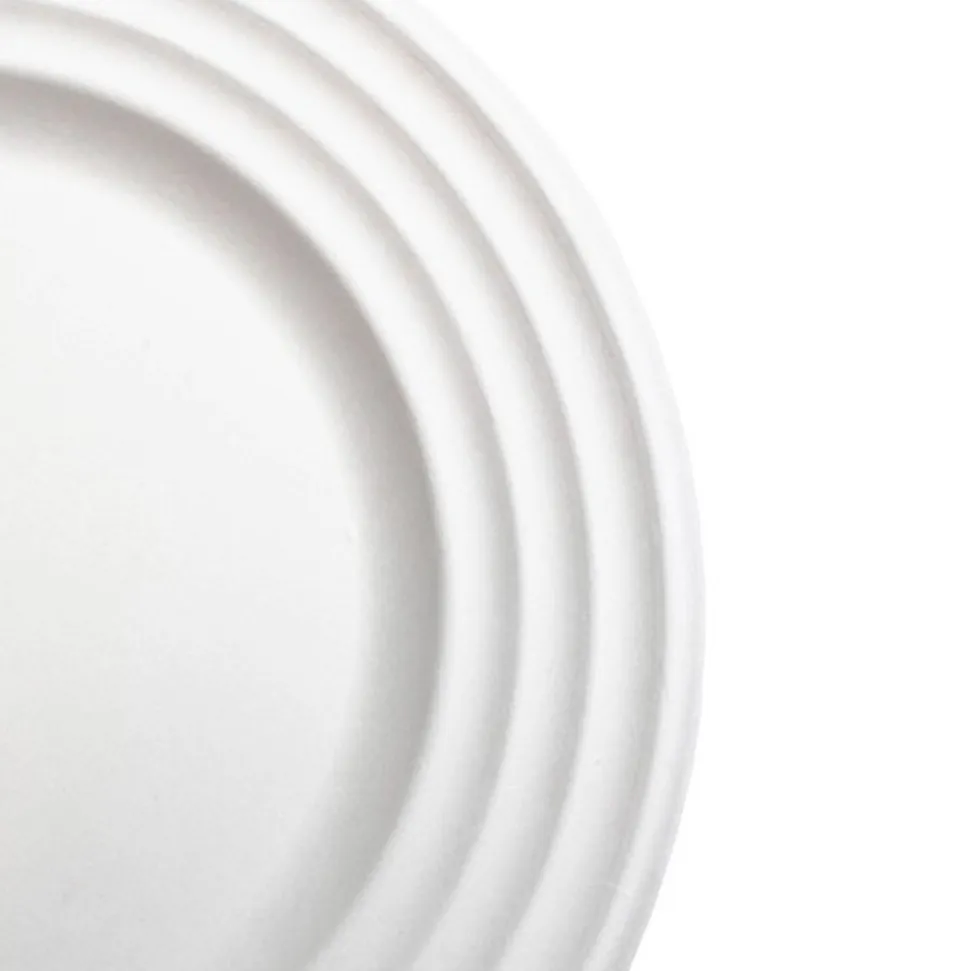 50 ASSIETTES VAGUE FIBRE DE CANNE BIO 23CM BLANC