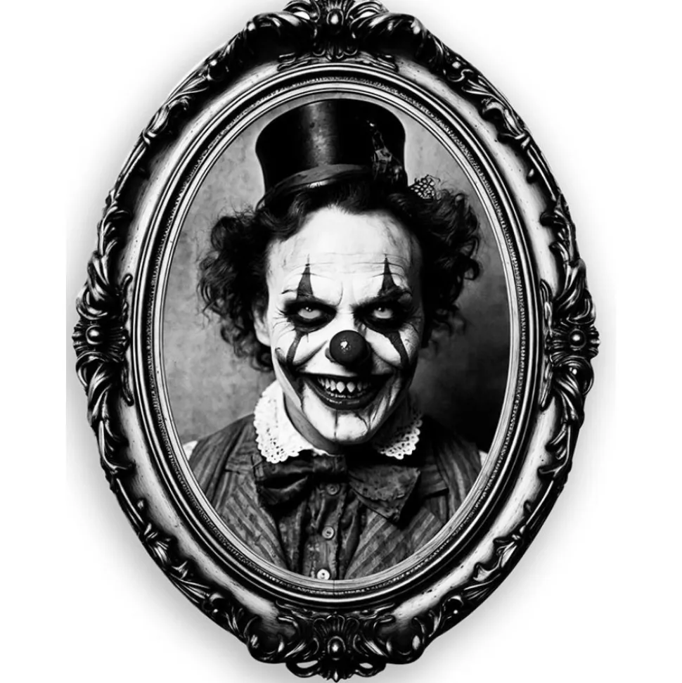 AUTOCOLLANT CADRE BAROQUE VINTAGE CLOWN 30X23CM