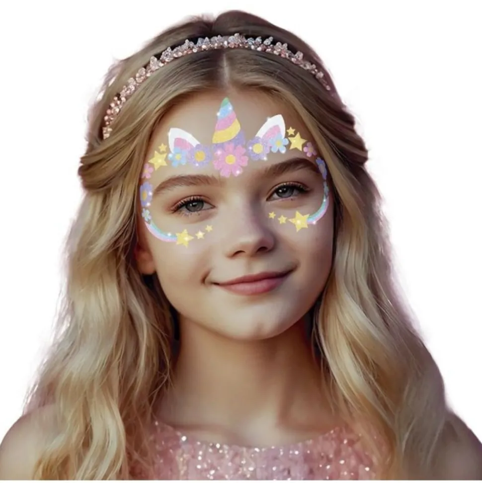 AUTOCOLLANTS VISAGE GLITTER LICORNE ENFANT