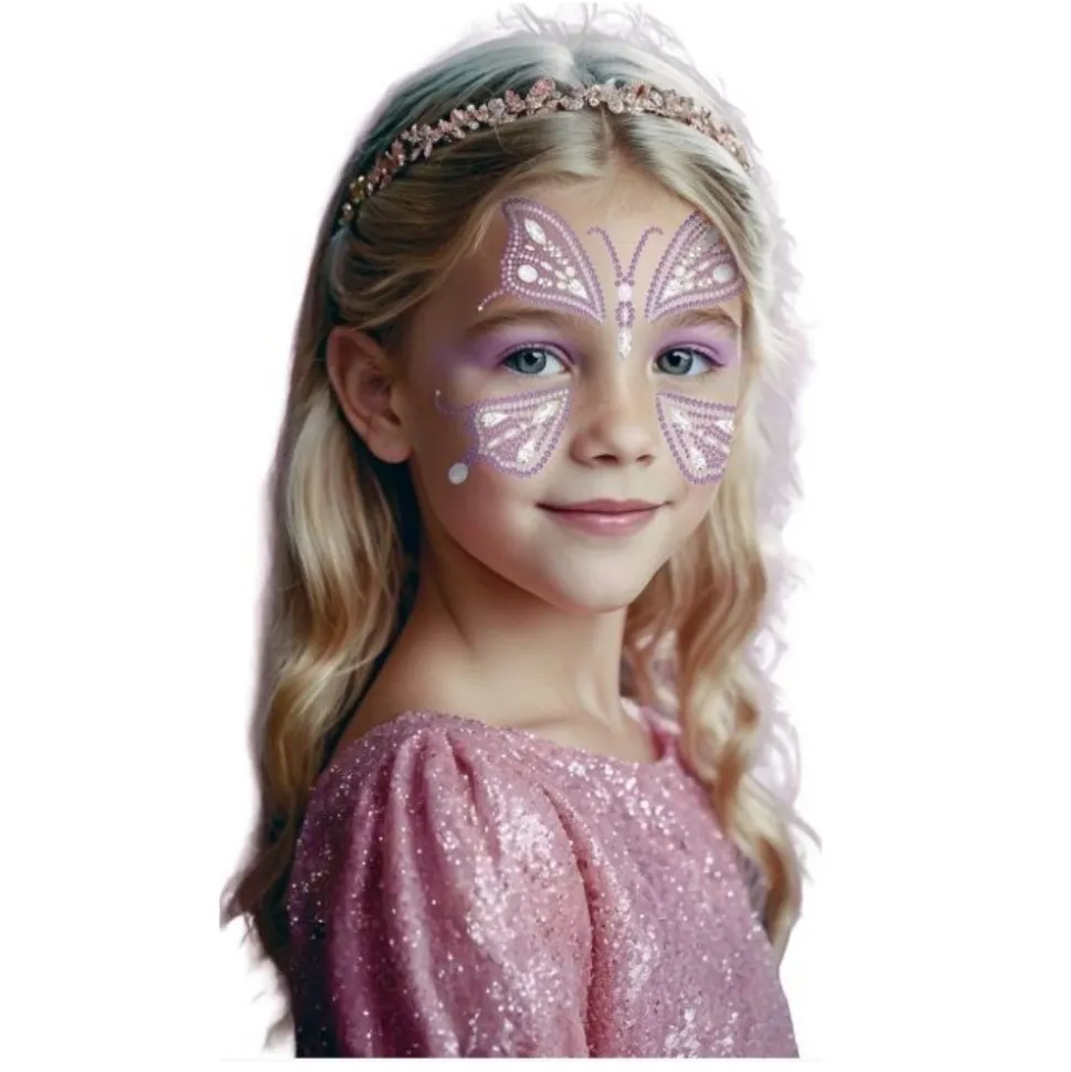 AUTOCOLLANTS VISAGE GLITTER PAPILLON ENFANT