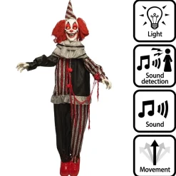 AUTOMATE CLOWN FOU PENDU ANIMÉ SON LUMIÈRE 1.75M