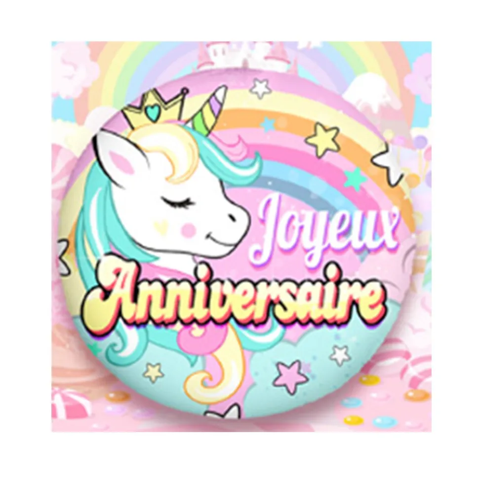BALLON ALU ANNIVERSAIRE LICORNE 45CM
