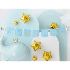 BALLON ALUMINIUM BALEINE COURONNE 78X50CM BLEU