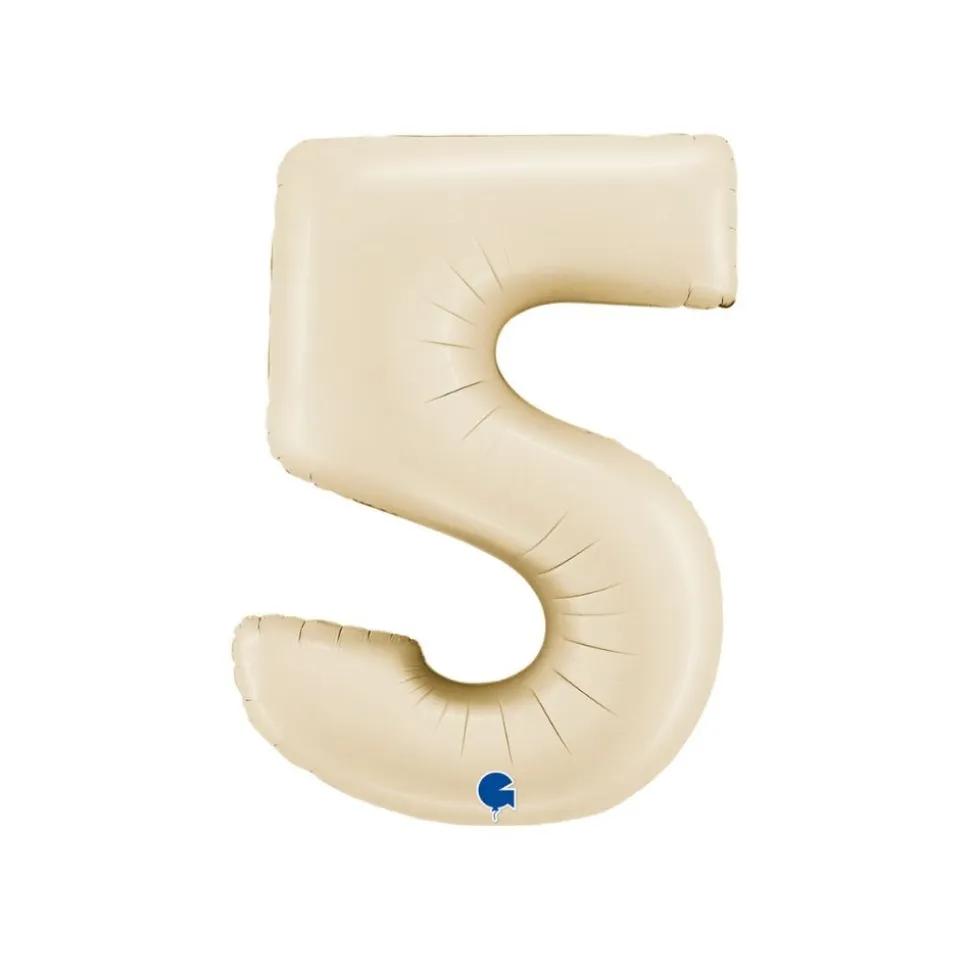 BALLON ALUMINIUM CHIFFRE 5 102CM BEIGE