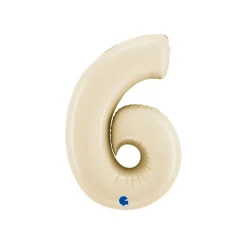 BALLON ALUMINIUM CHIFFRE 6 102CM BEIGE