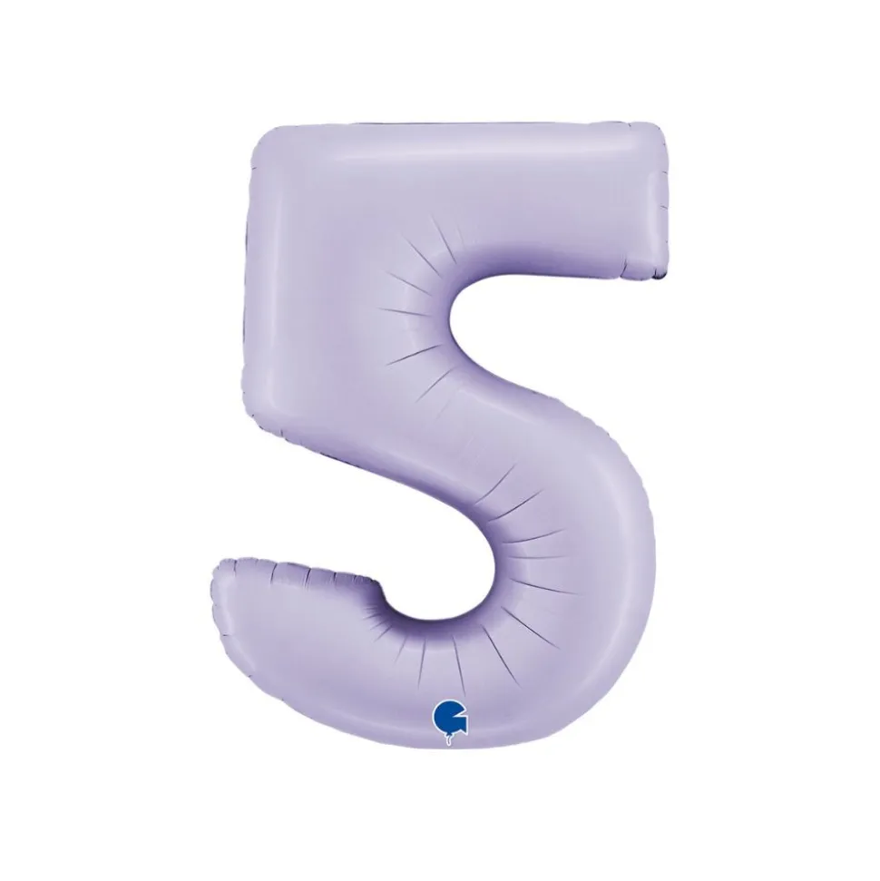 BALLON ALUMINIUM CHIFFRE 5 102CM LILAS