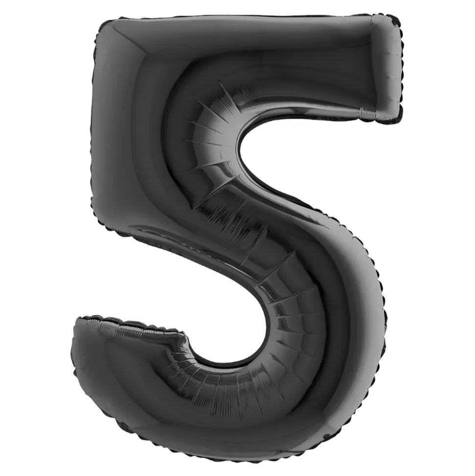 BALLON ALUMINIUM CHIFFRE 5 102CM NOIR