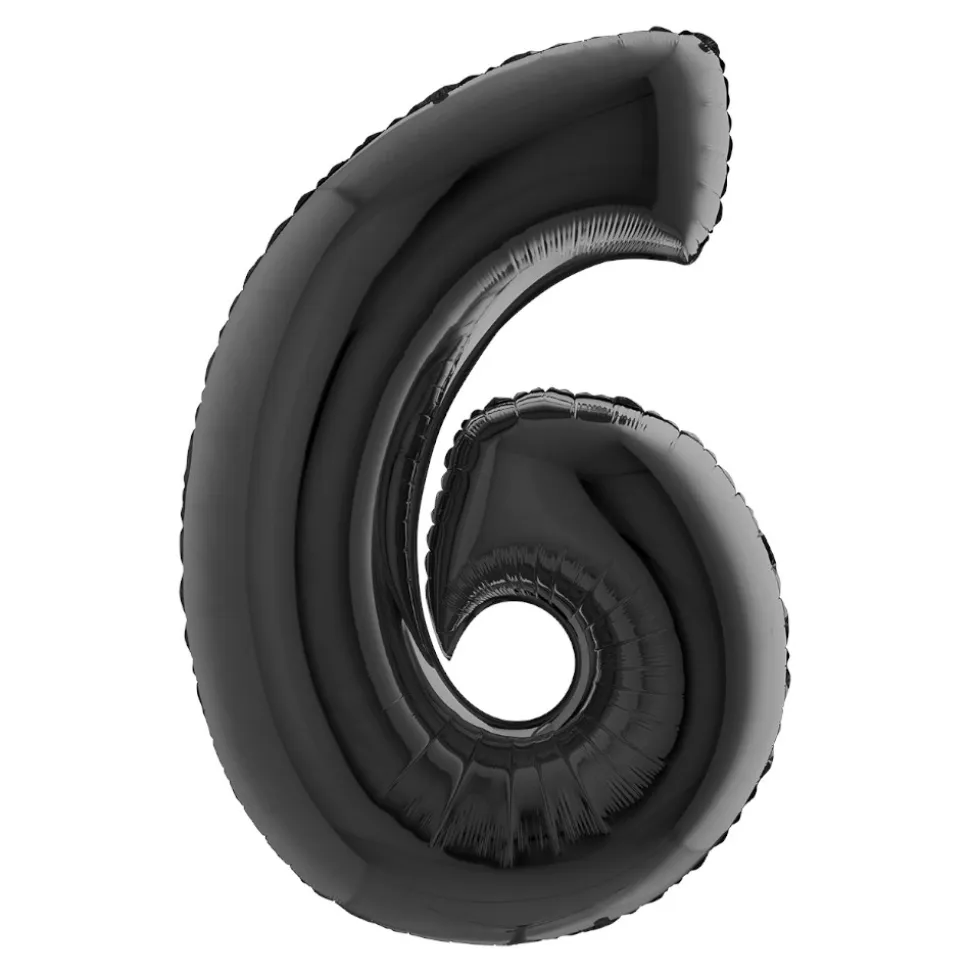 BALLON ALUMINIUM CHIFFRE 6 102CM NOIR
