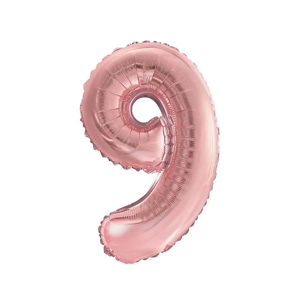 BALLON ALUMINIUM CHIFFRE 9 36CM ROSE GOLD