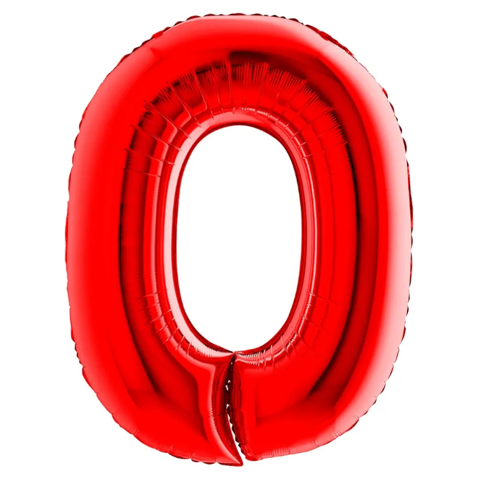 BALLON ALUMINIUM CHIFFRE 0 102CM ROUGE