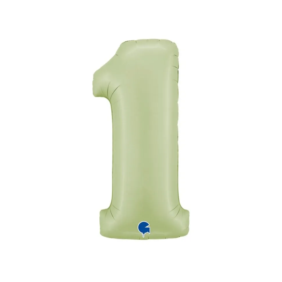 BALLON ALUMINIUM CHIFFRE 1 102CM VERT OLIVE