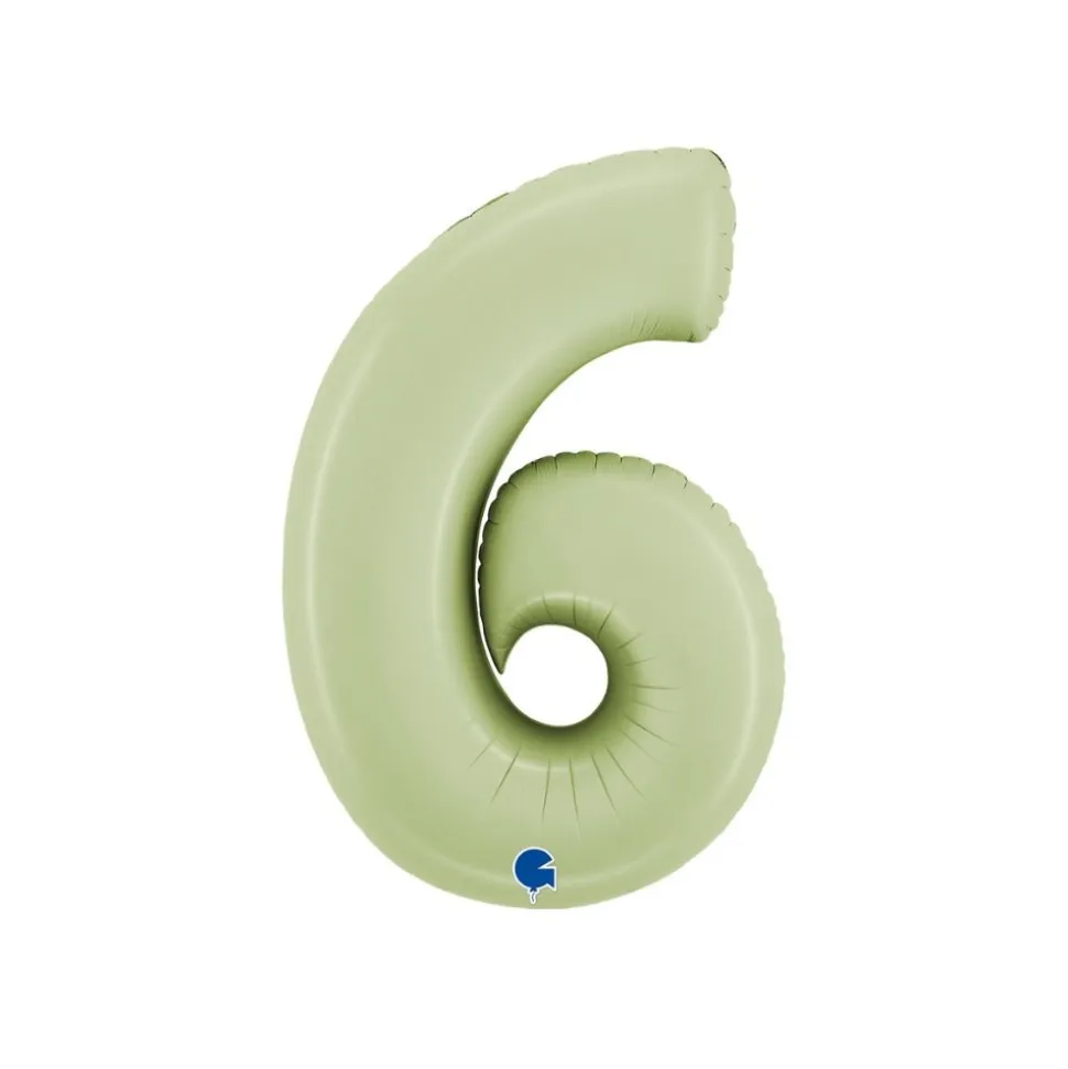 BALLON ALUMINIUM CHIFFRE 6 102CM VERT OLIVE