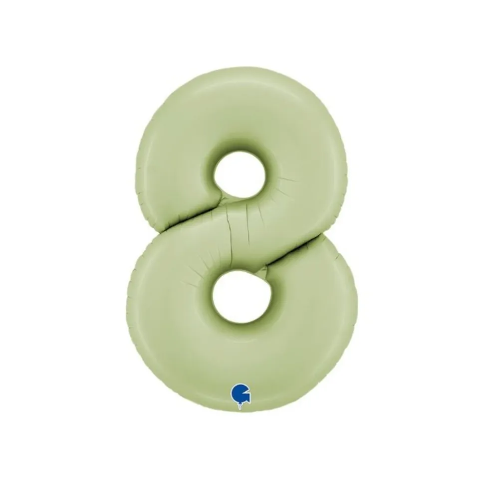 BALLON ALUMINIUM CHIFFRE 8 102CM VERT OLIVE